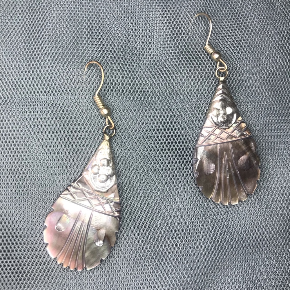 Bohemian Silver Shell Earrings